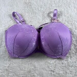Victoria's Secret Purple Floral Lace Mesh Push-Up Bra Size 36G 335221-QFK NWT
